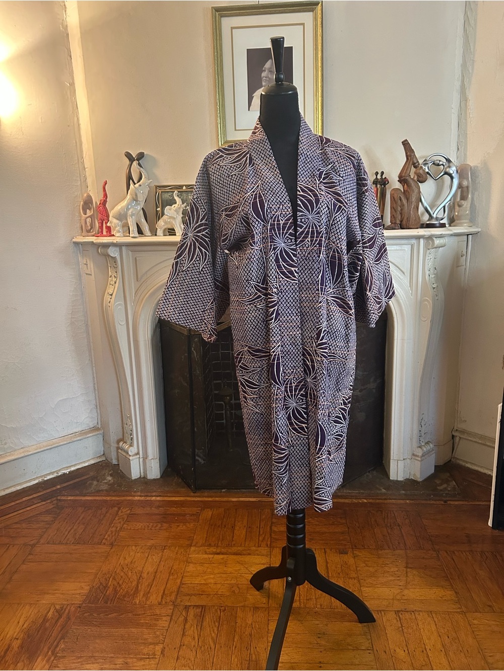 Women's Purple Patterned Kimono Coat